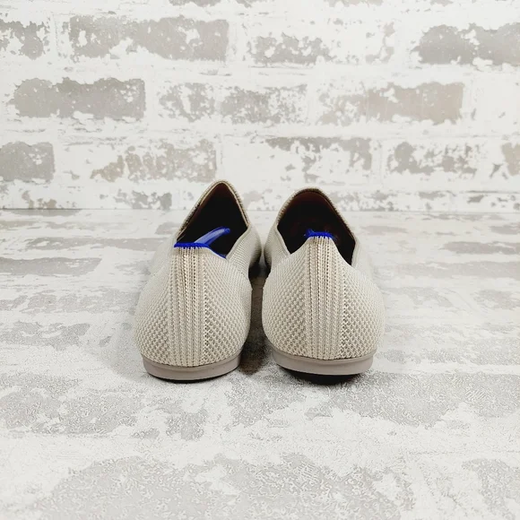 New Rothy's The Flat Cream Knit Round Toe Slip On Loafers C129